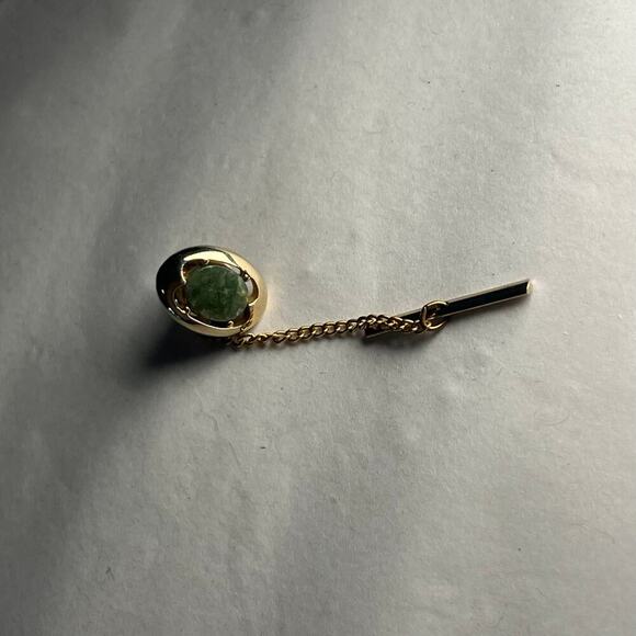 Tie Tacks Jade Yellow Gold plated tie tacks and lapel pin - Picture 7 of 11